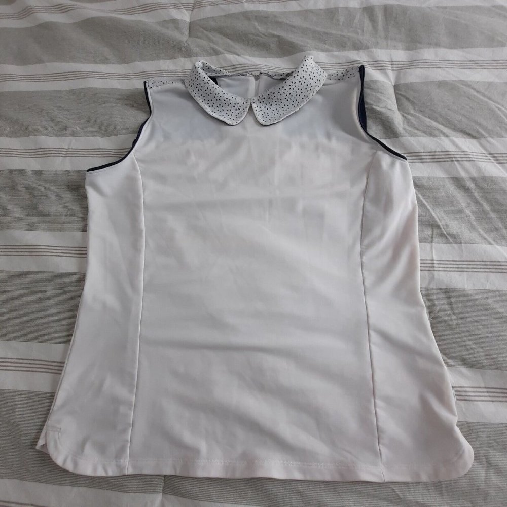 Lady Hagen White Sleeveless Tank with Peter Pan Collar